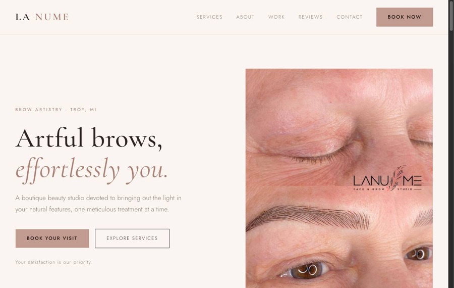 La Nume brow studio website
