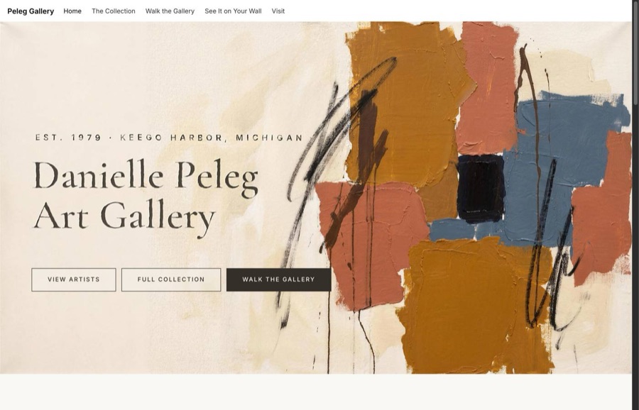 Art gallery storefront homepage